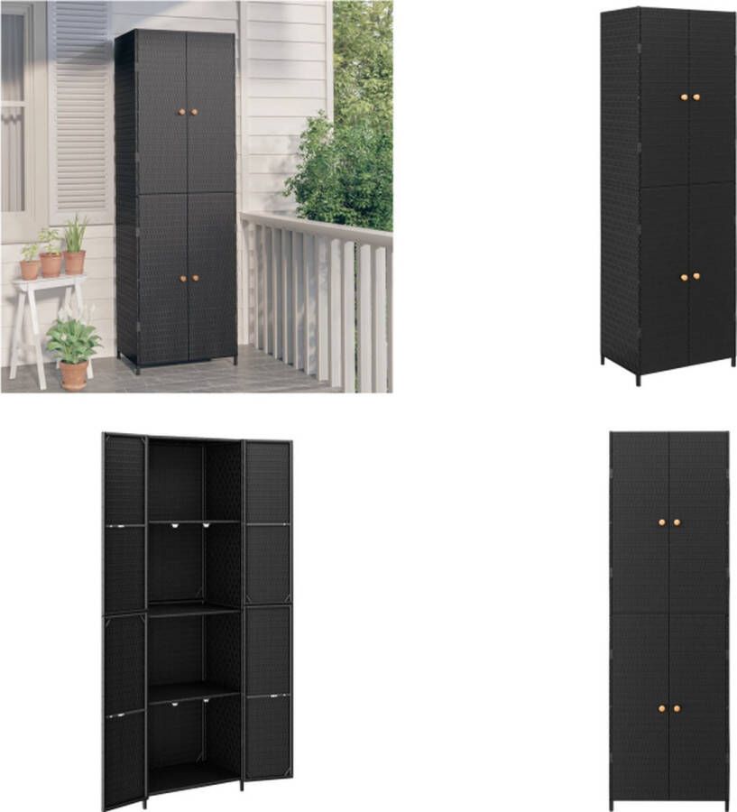 VidaXL Tuinkast 59x40x180 cm poly rattan zwart Tuinkast Tuinkasten Buitenkast Tuinbox