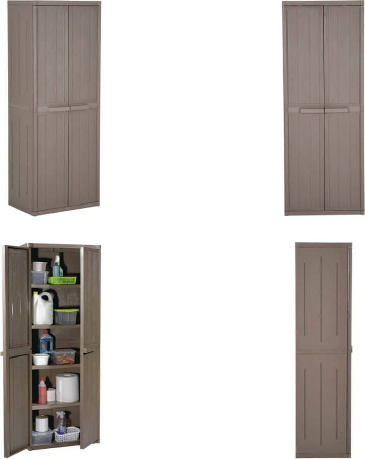 VidaXL Tuinkast 65x45x172 cm polypropyleen hout-look bruin Tuinkast Tuinkasten Tuin Kast Tuin Kast