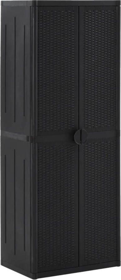 VidaXL Tuinkast Rattan Look 65x45x172 cm Zwart Opslagruimte Tuinkast Buitenkast Zwarte Kast Rattan Look Opbergkast Polypropylene Robuuste Kast Multifunctionele Kast Stijlvolle Kast Moderne Kast Garderobe Bergruimte - Foto 2