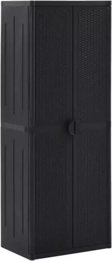 VidaXL -Tuinkast-65x45x172-cm-PP-rattan-zwart