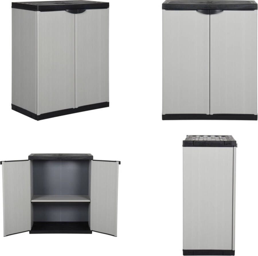 VidaXL Tuinkast met 1 schap 68x40x85 cm grijs en zwart Tuinkast Tuinkasten Kast Opberglocker