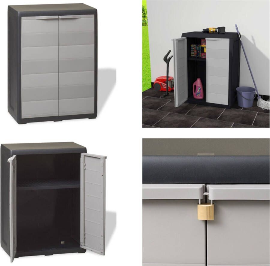 VidaXL Tuinkast met 1 schap zwart en grijs Tuinkast Tuinkasten Tuin Kast Tuin Kast