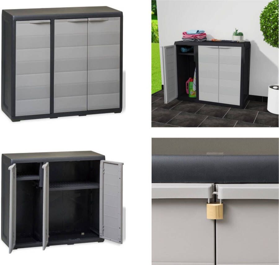 VidaXL Tuinkast met 2 schappen zwart en grijs Tuinkast Tuinkasten Tuin Kast Tuin Kast