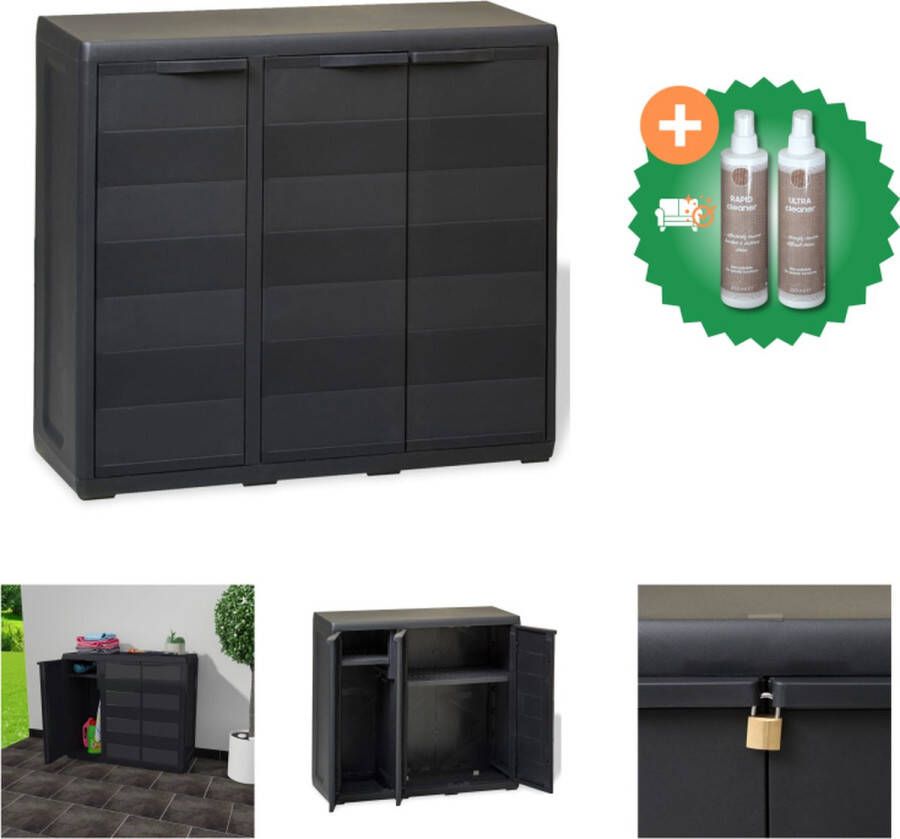 VidaXL Tuinkast met 2 schappen zwart Kast Inclusief Onderhoudsset