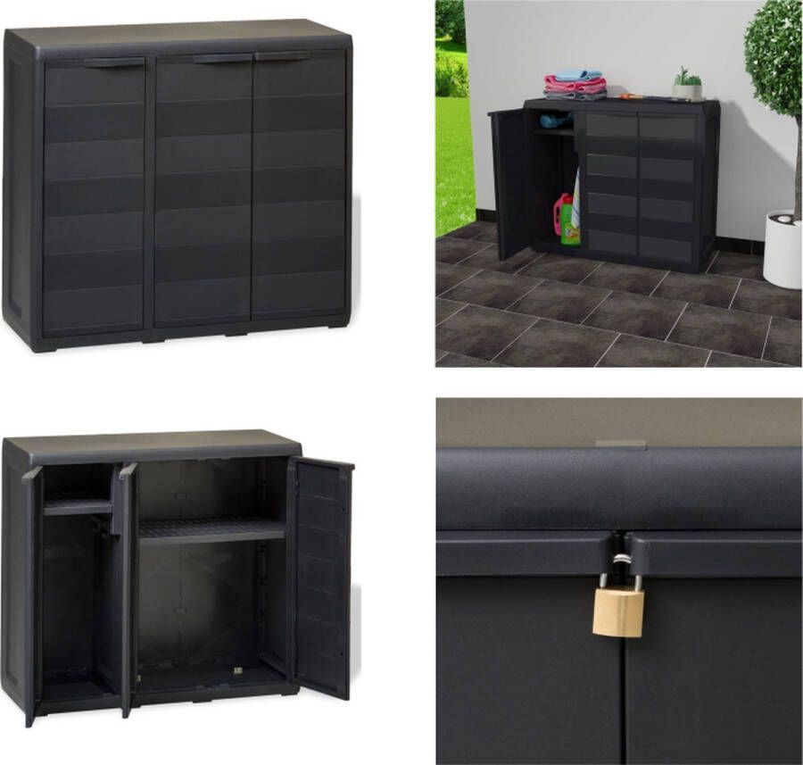 VidaXL Tuinkast met 2 schappen zwart Tuinkast Tuinkasten Tuin Kast Tuin Kast