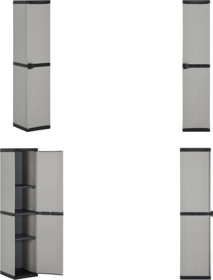 VidaXL Tuinkast met 3 schappen 34x40x168 cm grijs en zwart Tuinkast Tuinkasten Opbergkast Tuinmeubel