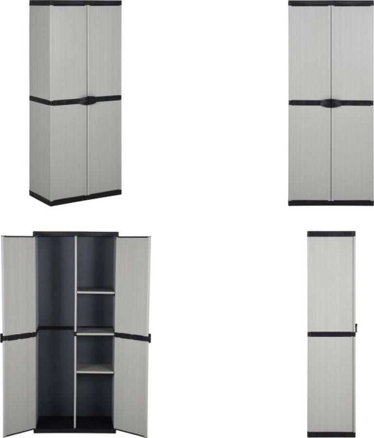 VidaXL Tuinkast met 3 schappen 68x40x168 cm grijs en zwart Tuinkast Tuinkasten Kast Opbergkast