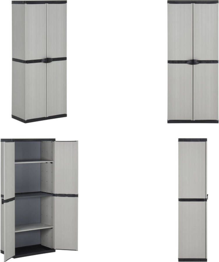VidaXL Tuinkast met 3 schappen 68x40x168 cm grijs en zwart Tuinkast Tuinkasten Opbergkast Tuinmeubel