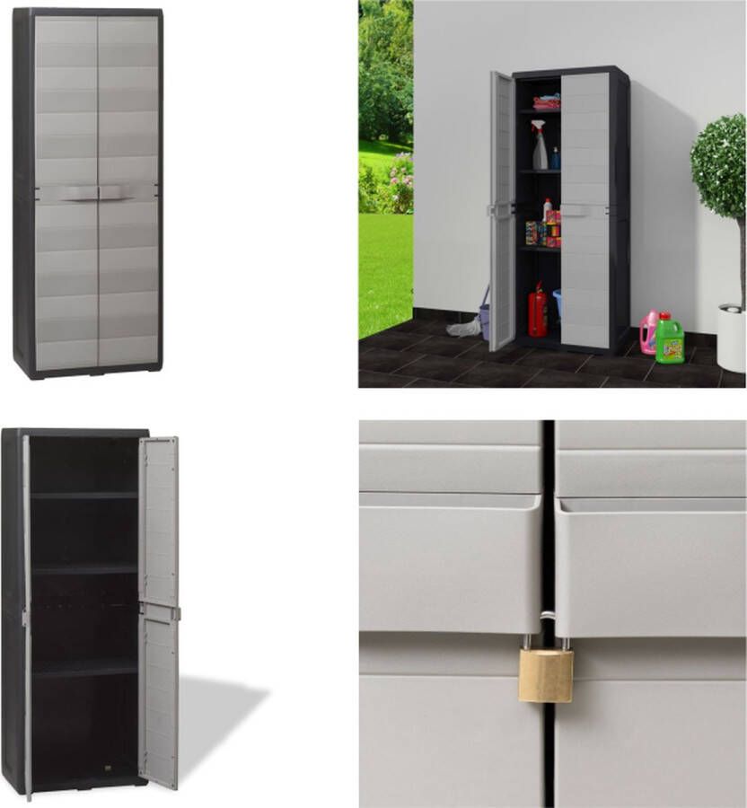 VidaXL Tuinkast met 3 schappen zwart en grijs Tuinkast Tuinkasten Tuin Kast Tuin Kast