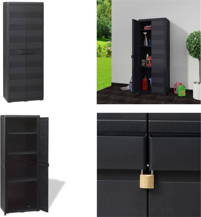 VidaXL Tuinkast met 3 schappen zwart Tuinkast Tuinkasten Tuin Kast Tuin Kast