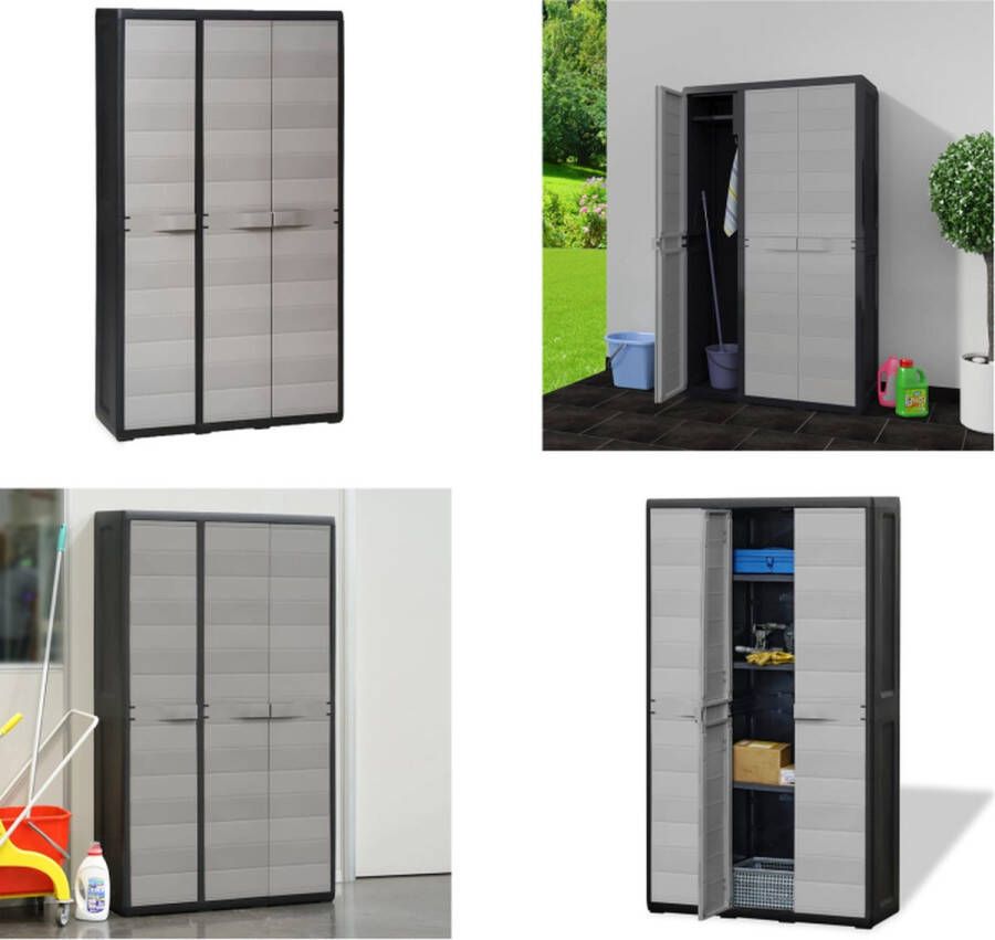 VidaXL Tuinkast met 4 schappen zwart en grijs Tuinkast Tuinkasten Tuin Kast Tuin Kast