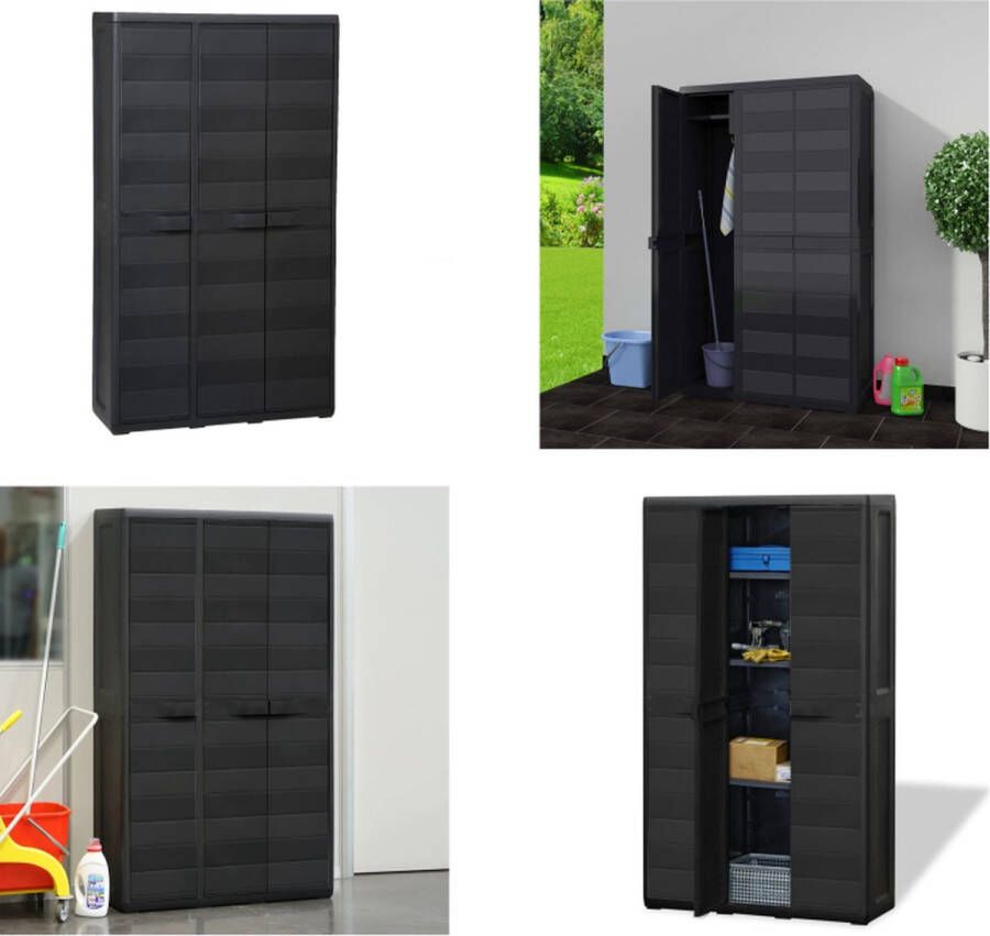 VidaXL Tuinkast met 4 schappen zwart Tuinkast Tuinkasten Tuin Kast Tuin Kast