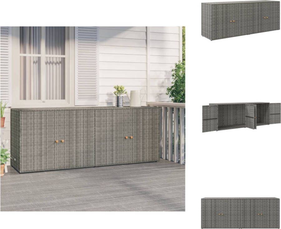 VidaXL Tuinkast Tuinkasten Buitenkast Tuinbox Tuinkast 198x55 5x80 cm poly rattan grijs - Foto 2