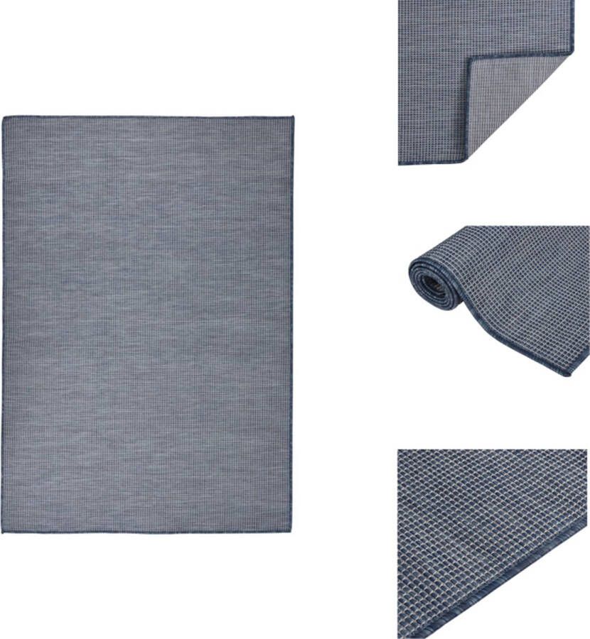 VidaXL Buitenkleed Buitenkleden Tuinkleed Platgeweven Buitenkleed platgeweven 140x200 cm blauw - Foto 2