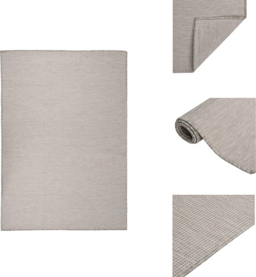 VidaXL Tuinkleed Platgeweven vloerkleed 160 x 230 cm Taupe Weerbestendig en Uv-bestendig Vloerkleed - Foto 2