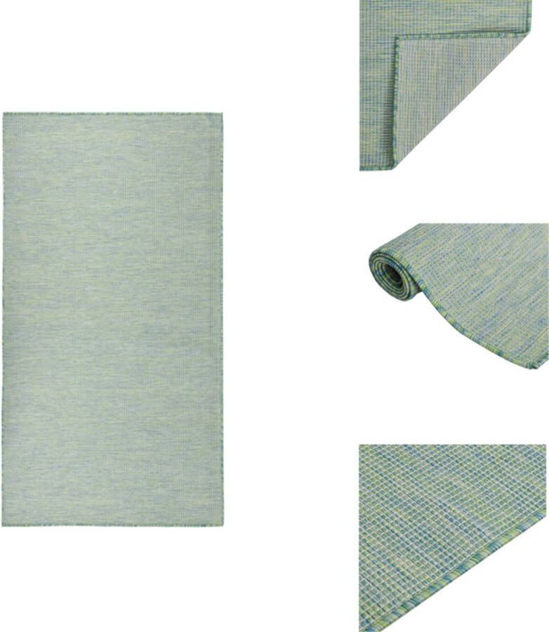 VidaXL Tuinkleed platgeweven vloerkleed van duurzaam polypropyleen 140 x 200 cm turquoise 100% PP 900 g weerbestendig uv-bestendig Vloerkleed