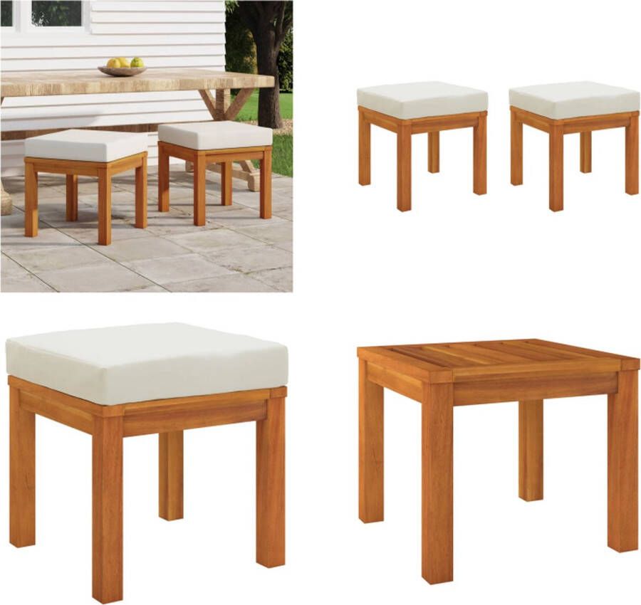 VidaXL -Tuinkrukjes-2-st-met-kussens-40x40x42-cm-massief-acaciahout