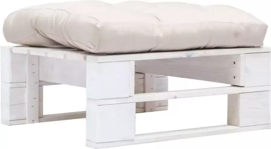 VidaXL Tuinpoef met zandkleurig kussen Tuinstoel Pallet Meubels Buitendecoratie Lounge Stoelen Relaxstoelen Balkon Meubilair Veranda Meubilering Outdoor Seating - Foto 2