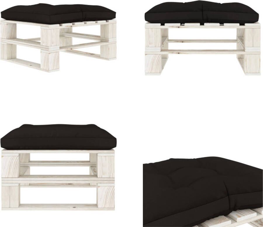 VidaXL Tuinpoef met zwart kussen pallet hout Poef Poefs Poefen Pallet Poef
