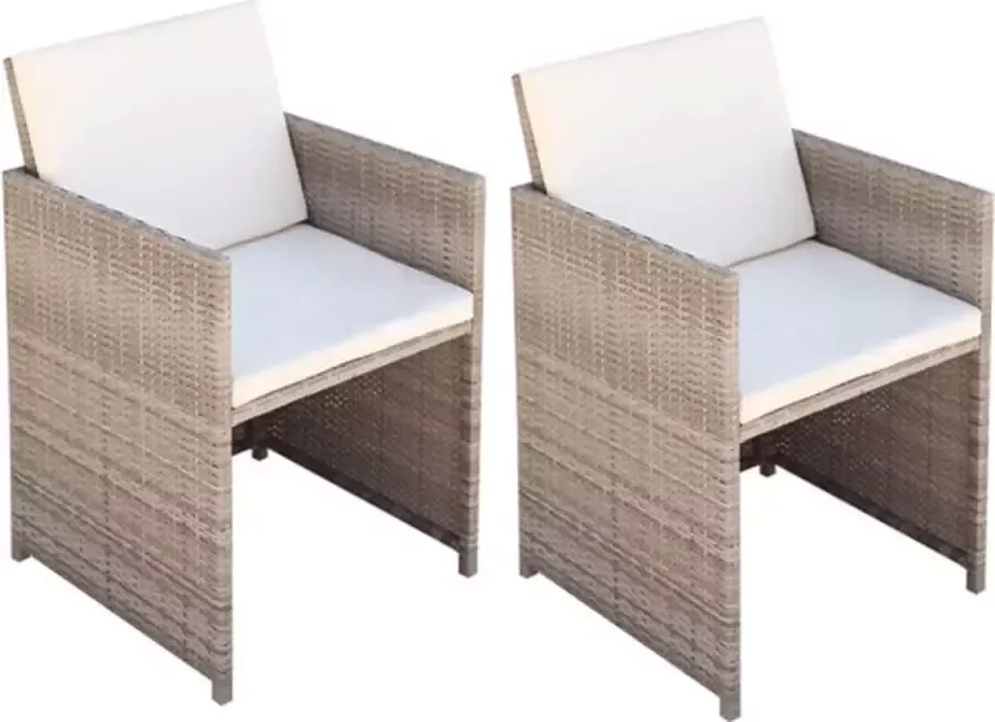 VidaXL -Tuinstoelen-2-st-met-kussens-poly-rattan-beige - Foto 2