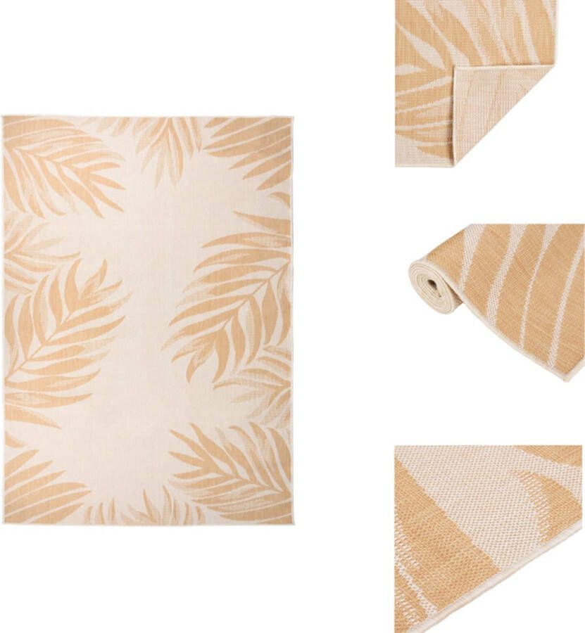 VidaXL Buitenkleed Buitenkleden Tuinkleed Platgeweven Buitenkleed met bladpatroon platgeweven 140x200 cm - Foto 2