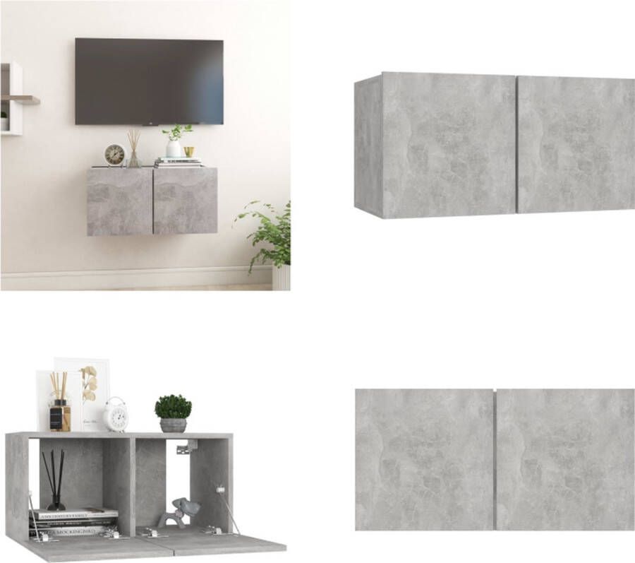 VidaXL Tv-hangmeubel 60x30x30 cm betongrijs Tv-meubel Tv-meubels Tv-kast Tv-kasten