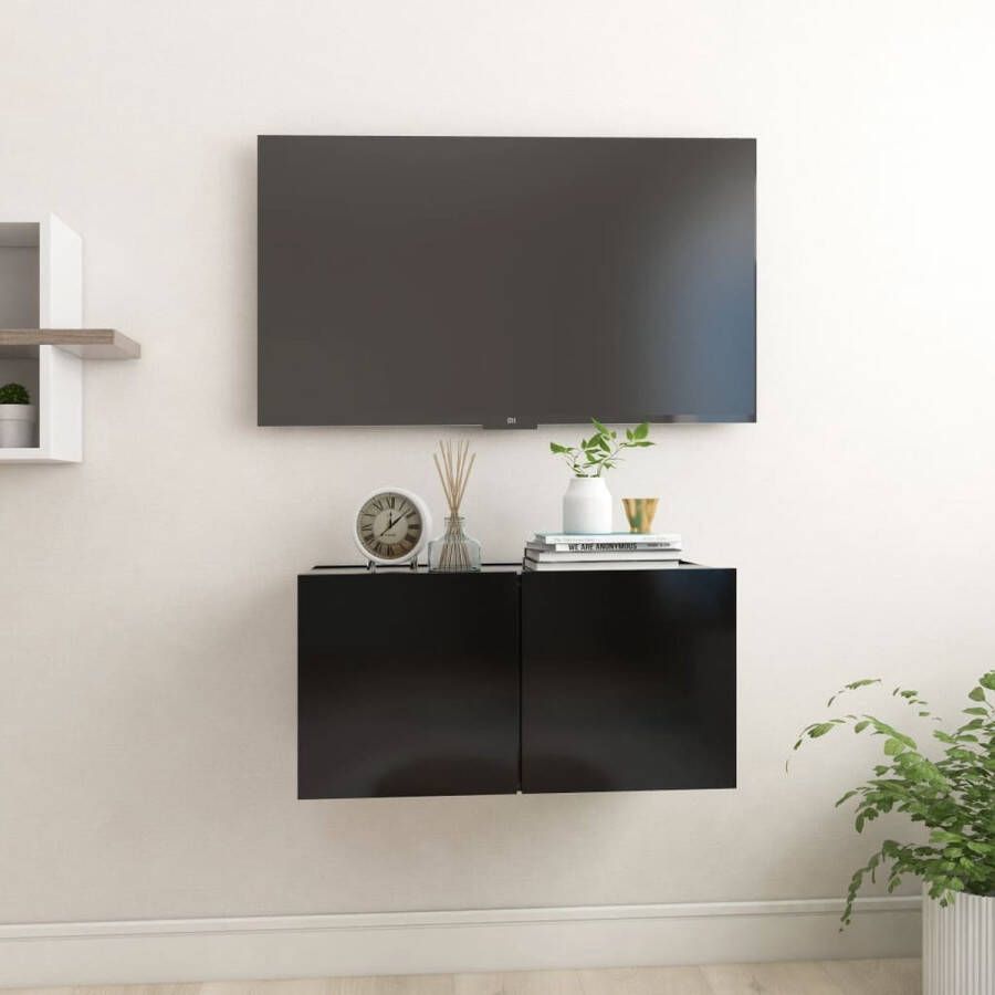 VidaXL -Tv-hangmeubel-60x30x30-cm-zwart - Foto 1