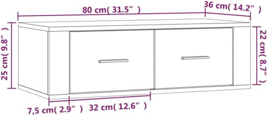 VidaXL -Tv-hangmeubel-80x36x25-cm-bewerkt-hout-bruineikenkleurig - Foto 4