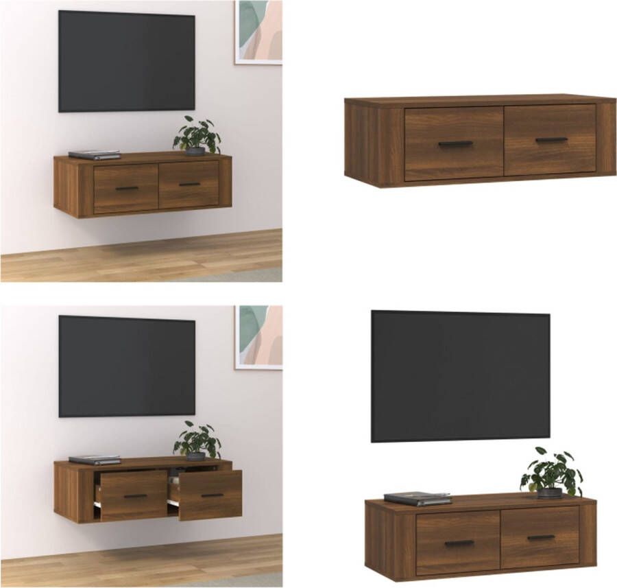 VidaXL Tv-hangmeubel 80x36x25 cm bewerkt hout bruineikenkleurig Tv-kast Tv-kasten Tv-meubel Hifi-meubel