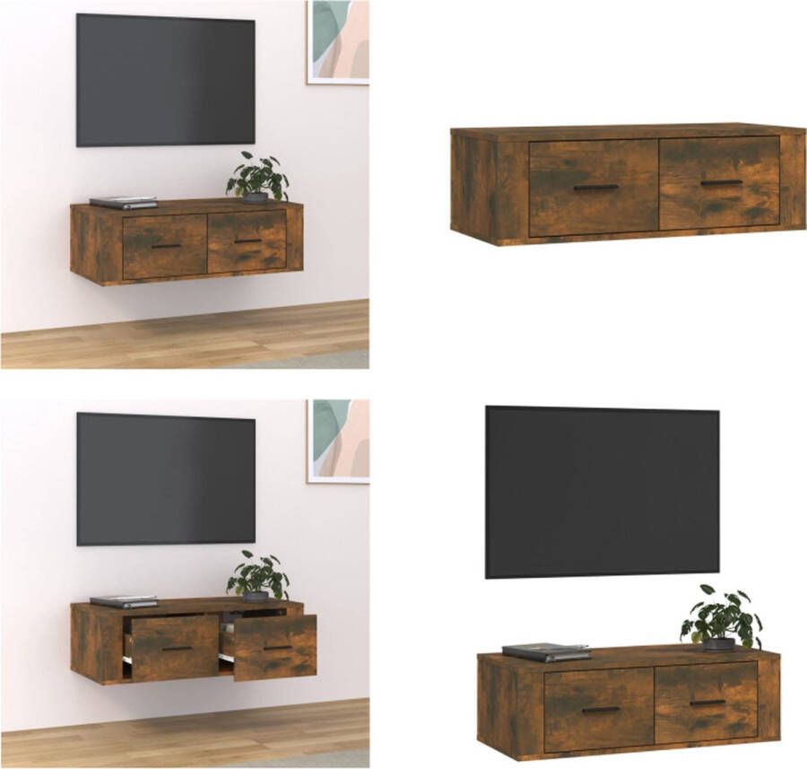 VidaXL Tv-hangmeubel 80x36x25 cm bewerkt hout gerookt eikenkleurig Tv-kast Tv-kasten Tv-meubel Hifi-meubel