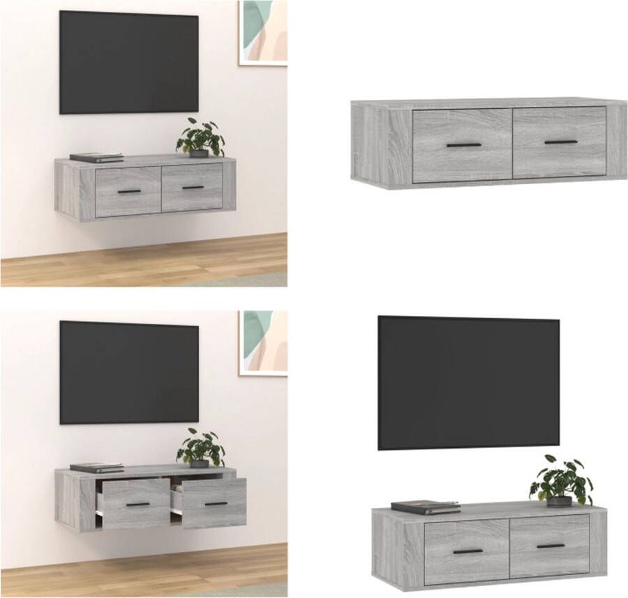 VidaXL Tv-hangmeubel 80x36x25 cm bewerkt hout grijs sonoma eikenkleur Tv-kast Tv-kasten Tv-meubel Hifi-meubel