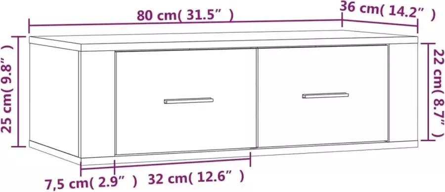 VidaXL -Tv-hangmeubel-80x36x25-cm-bewerkt-hout-sonoma-eiken - Foto 3