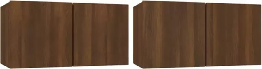 VidaXL -Tv-hangmeubelen-2-st-60x30x30-cm-bewerkt-hout-bruineikenkleurig - Foto 2