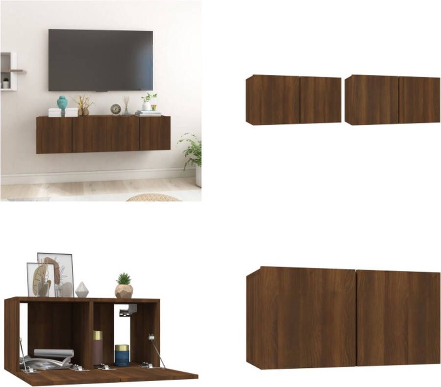 VidaXL Tv-hangmeubelen 2 st 60x30x30 cm bewerkt hout bruineikenkleurig Tv-kast Tv-kasten Tv-meubel Hifi-meubel