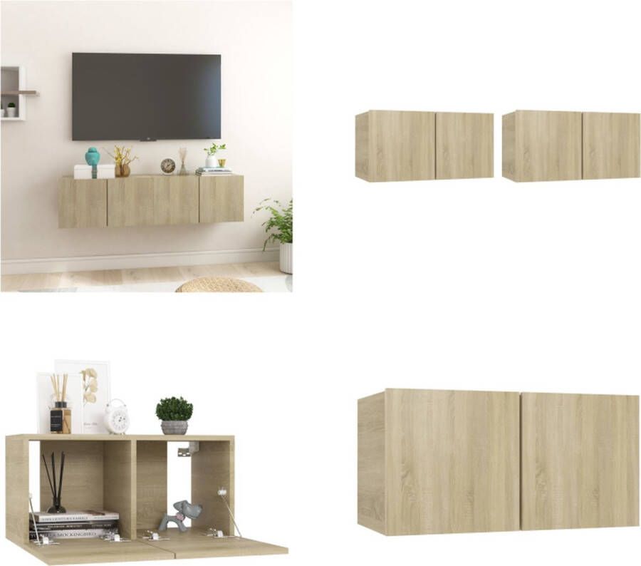 VidaXL Tv-hangmeubelen 2 st 60x30x30 cm sonoma eikenkleurig Tv-meubel Tv-meubels Tv-kast Tv-kasten