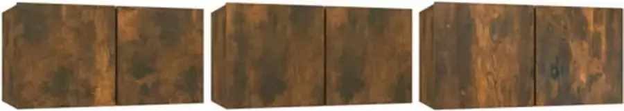 VidaXL -Tv-hangmeubelen-3-st-60x30x30-cm-gerookt-eikenkleurig - Foto 2