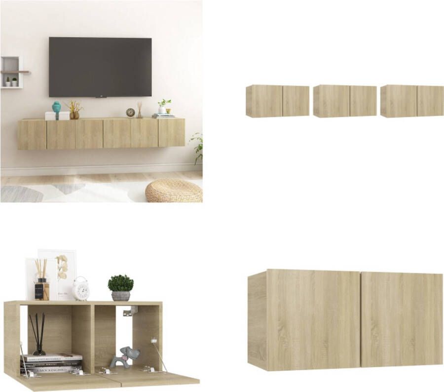 VidaXL Tv-hangmeubelen 3 st 60x30x30 cm sonoma eikenkleurig Tv-meubel Tv-meubels Tv-kast Tv-kasten