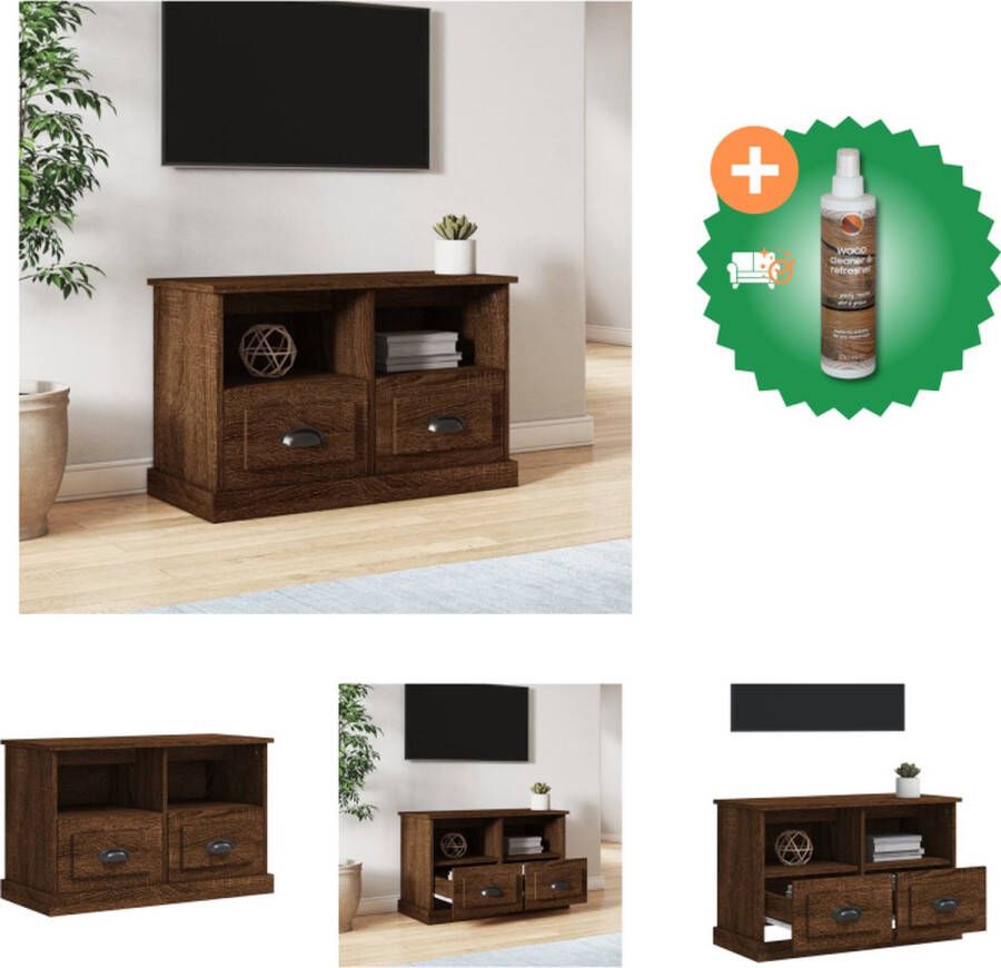 VidaXL Tv-meubel 80x35x50 cm bewerkt hout bruineikenkleurig Kast Inclusief Houtreiniger en verfrisser