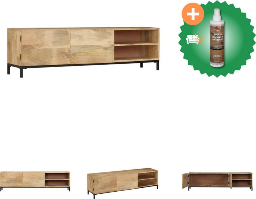 VidaXL TV-kast Antieke Stijl 145x30x41 cm Massief mangohout Kast Inclusief Houtreiniger en verfrisser
