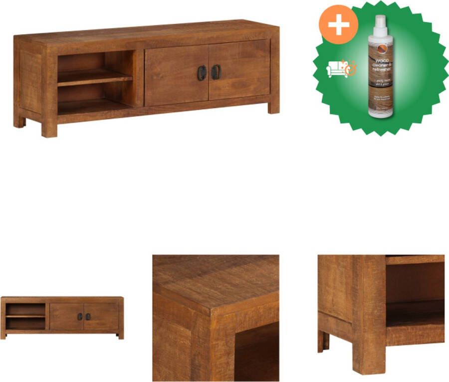 VidaXL TV-Kast Antieke Stijl Massief Mangohout 120x40x30cm 2 Deuren en 2 Vakken Kast Inclusief Houtreiniger en verfrisser