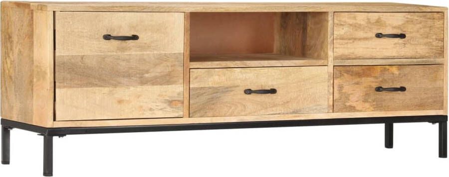 vidaXL Tv-kast Antieke Stijl Massief Mangohout 130x30x45 cm 3 lades