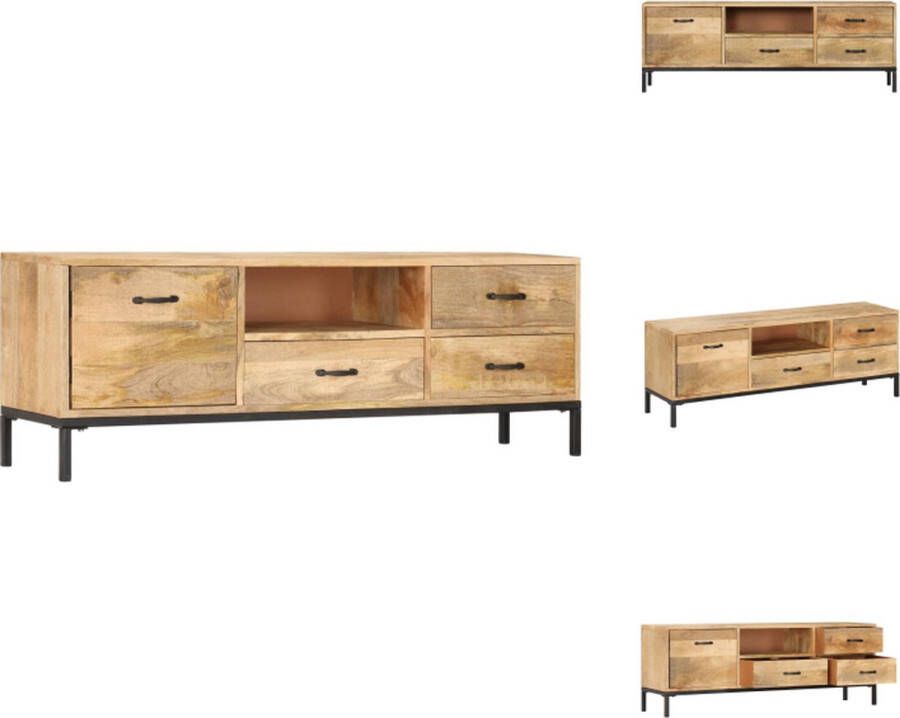 vidaXL Tv-kast Antieke Stijl Massief Mangohout 130x30x45 cm 3 lades Kast