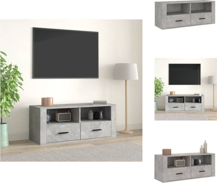 VidaXL Tv-kast Tv-kasten Tv-meubel Met LED-verlichting Tv-meubel 100x35x40 cm bewerkt hout betongrijs