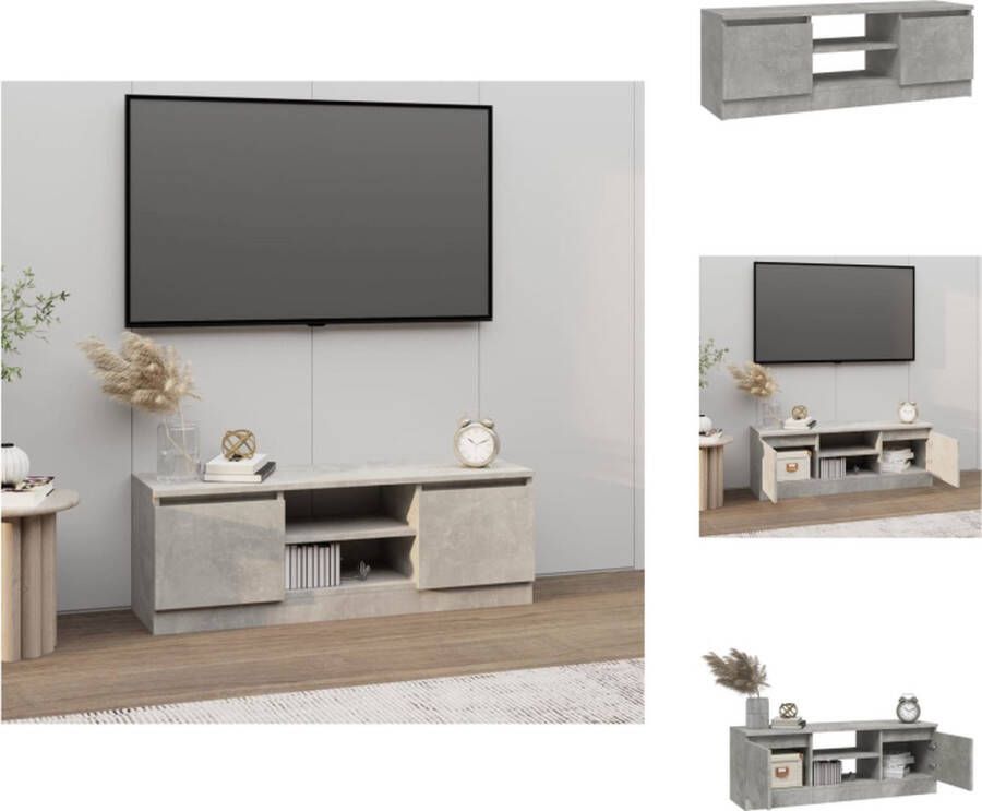 VidaXL Tv-kast Tv-kasten Tv-meubel Hifi-meubel Tv-meubel met deur 102x30x36 cm betongrijs