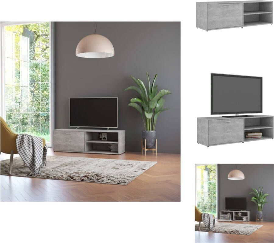VidaXL Tv-meubel Tv-meubels Tv-meubelen Tv-meubilair Tv-meubel 120x34x37 cm bewerkt hout betongrijs - Foto 2