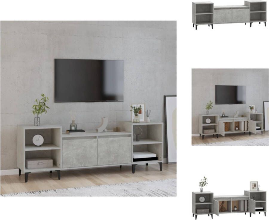 VidaXL Tv-kast Tv-kasten Tv-meubel Hifi-meubel Tv-meubel 160x35x55 cm bewerkt hout betongrijs - Foto 4