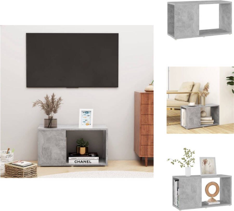 VidaXL Tv-meubel Tv-meubels Tv-meubelen Tv-meubilair Tv-meubel 60x24x32 cm bewerkt hout betongrijs - Foto 2