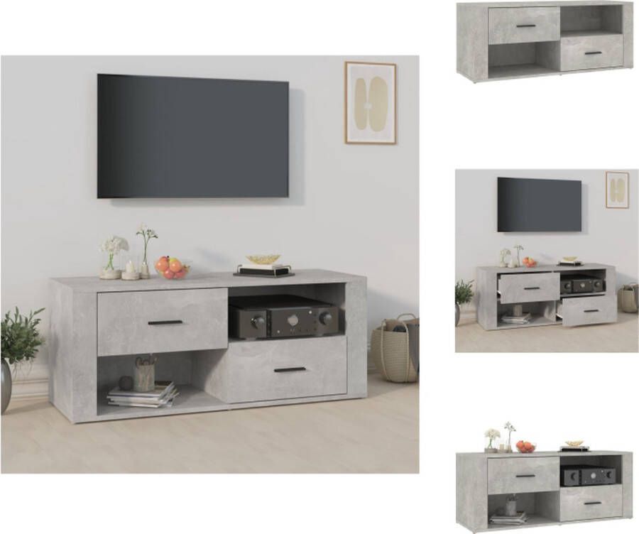 VidaXL Tv-meubel Tv-meubels Tv-standaard Tv Unit Tv-meubel 100x35x40 cm bewerkt hout betongrijs - Foto 2