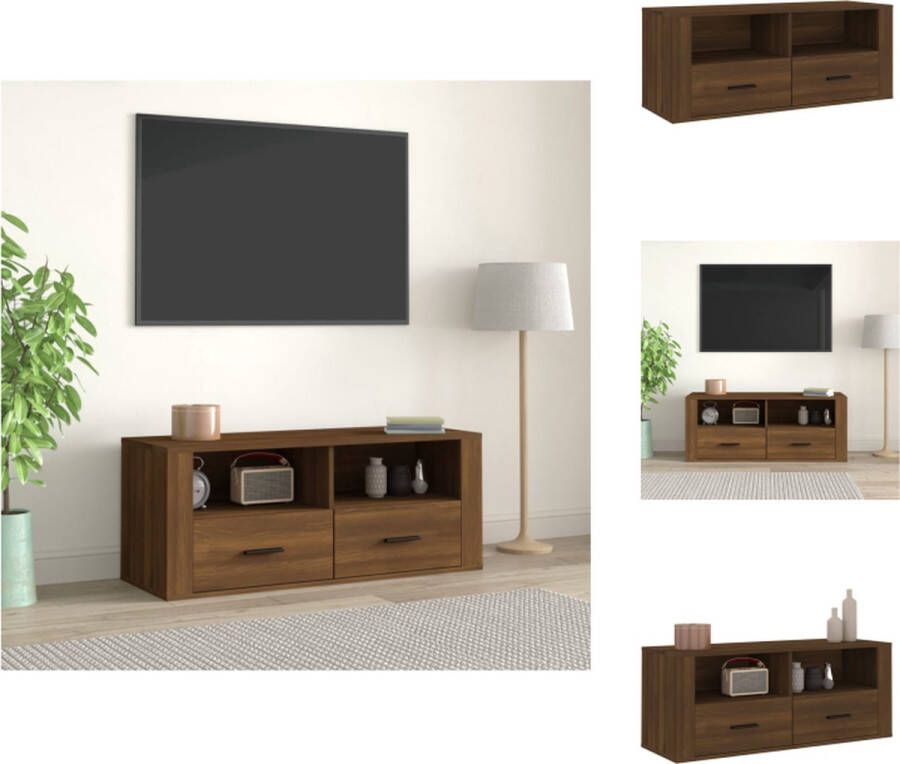 VidaXL Tv-kast Bruineiken 100x35x40 cm Sterk materiaal en voldoende opbergruimte Kast