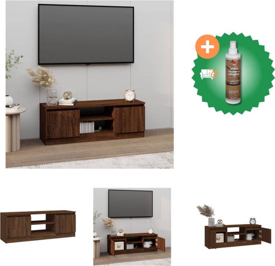 VidaXL Tv-meubel met deur 102x30x36 cm bruineikenkleurig Kast Inclusief Houtreiniger en verfrisser